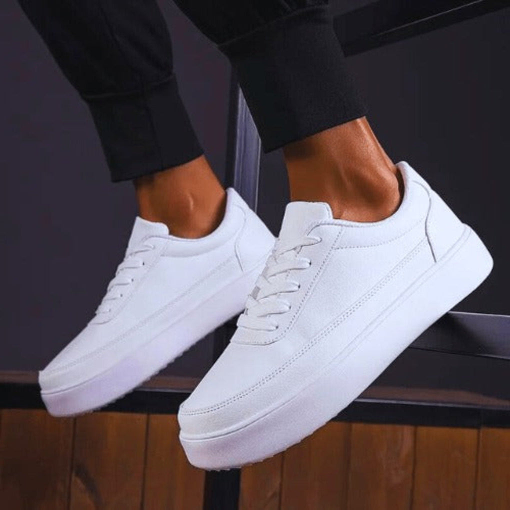 Men's White Ergonomic Sneakers with Optimal Support and Comfort-The Yellow Prime