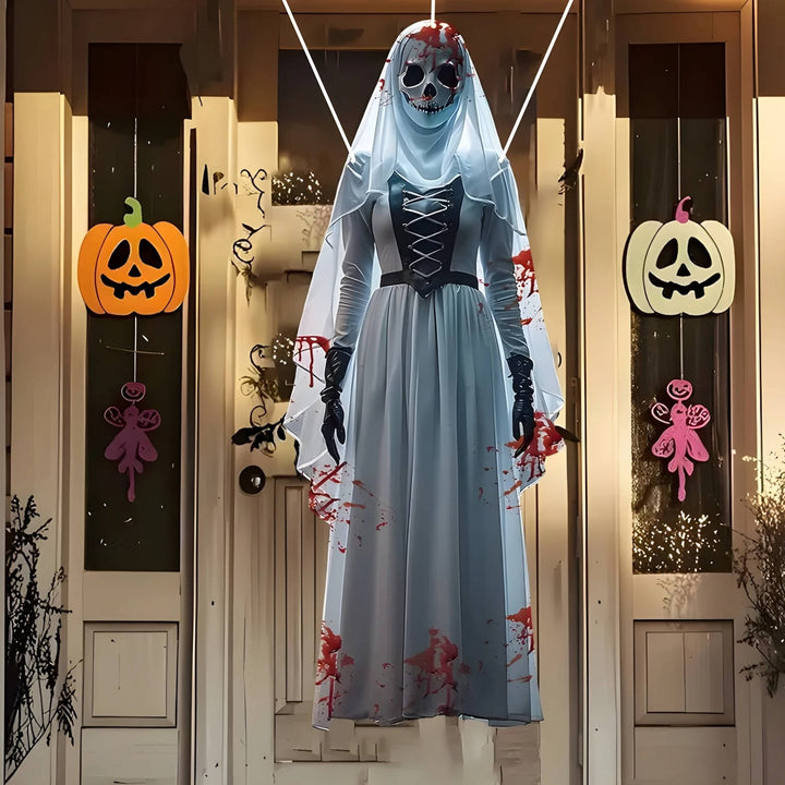 Halloween's Skull Bride Hanging Decoration - Weather Resistant Fabric