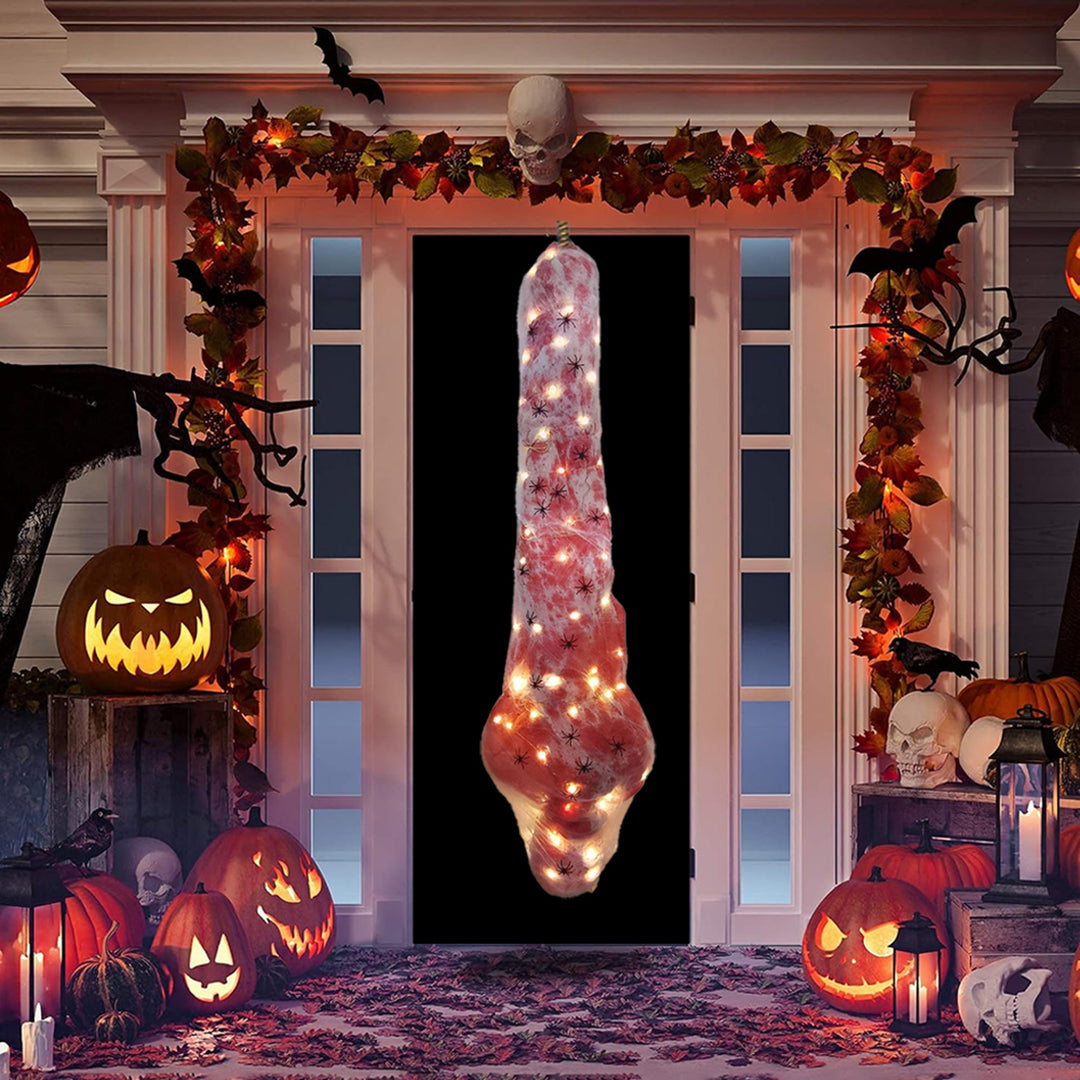 Závěsná kukla s mrtvolou na Halloween o délce 59in s teplými světelnými řetězy