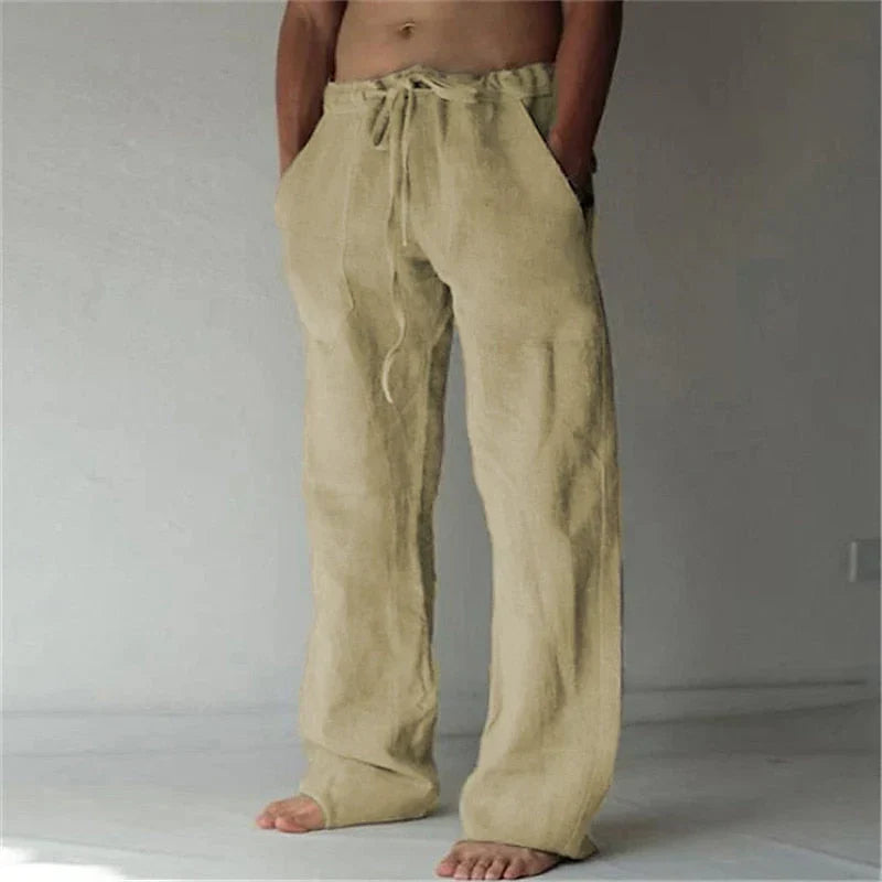 Men's Lightweight Linen Trousers for Spring and Autumn-The Yellow Prime