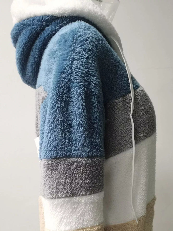 Giacca da donna taglie forti con cappuccio e cerniera, in sherpa, taglie fino a 5XL