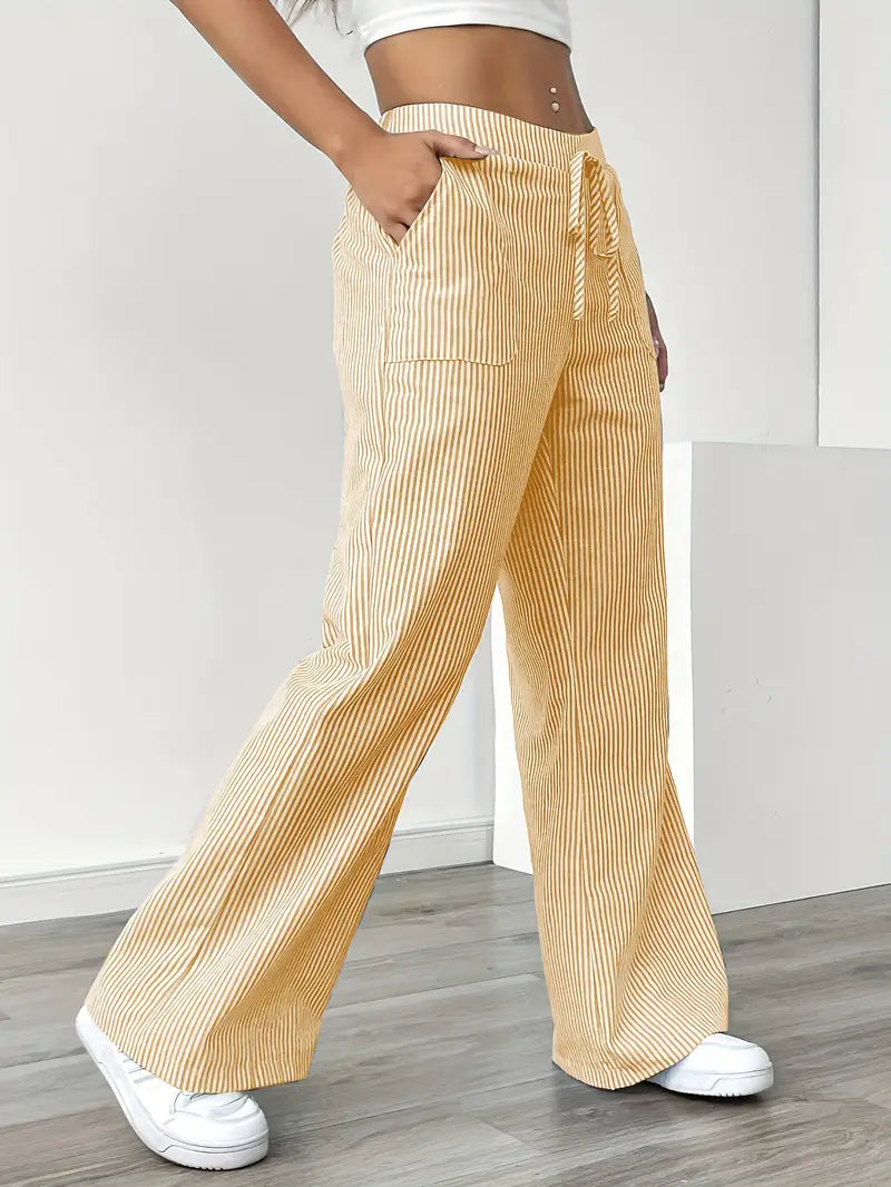 Elise | Women's Relaxed Stripe Casual Pants-The Yellow Prime