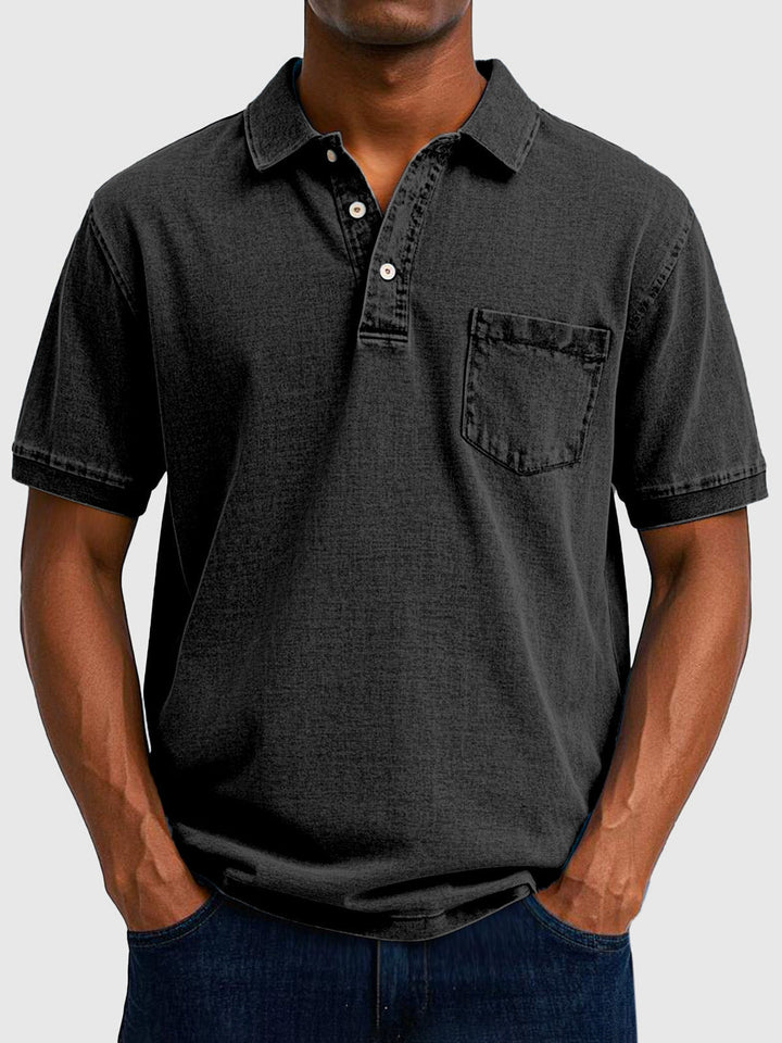 Kenneth | Men's Cotton Denim Short Sleeve Polo Shirt