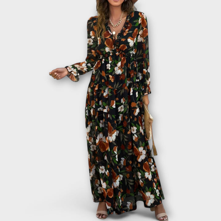 Amara | Women's Romantic Ruffled Floral Dress-The Yellow Prime