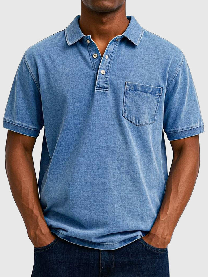 Kenneth | Men's Cotton Denim Short Sleeve Polo Shirt