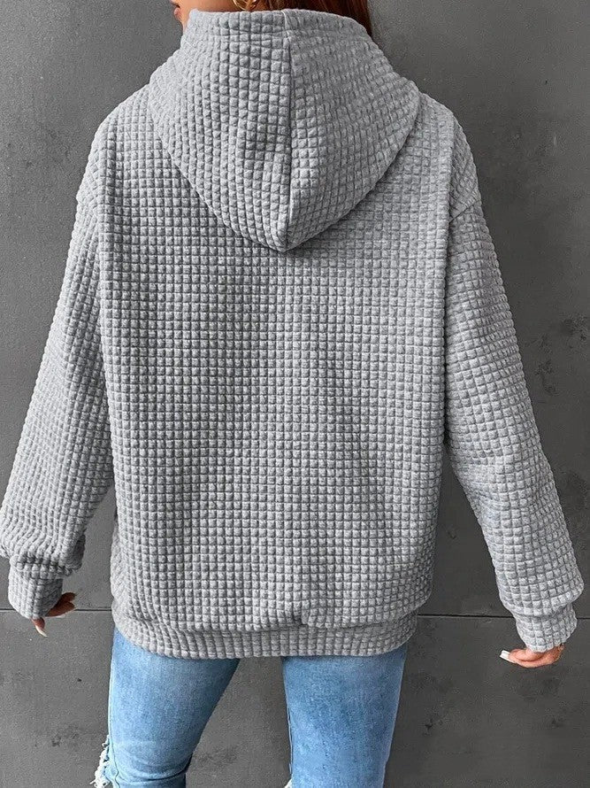 Women's Soft Cozy Waffle Knit Hoodie Sweater for Layering-The Yellow Prime