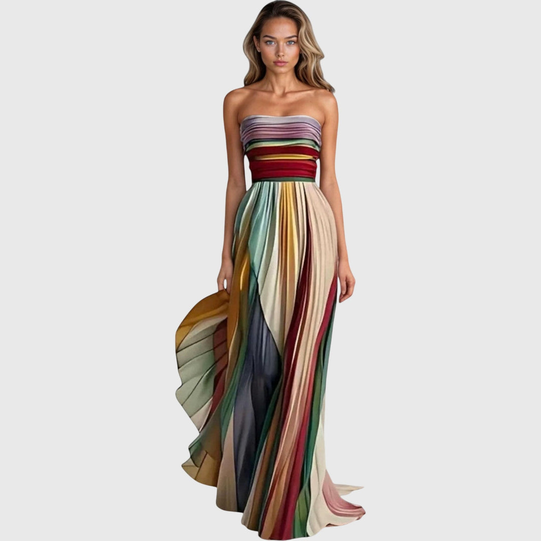 Alexis | Women's Maxi Dress - Strapless, Multicolor Design-The Yellow Prime