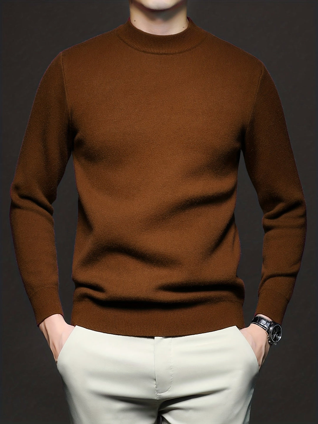 Men's Sophisticated Mock-Neck Sweater