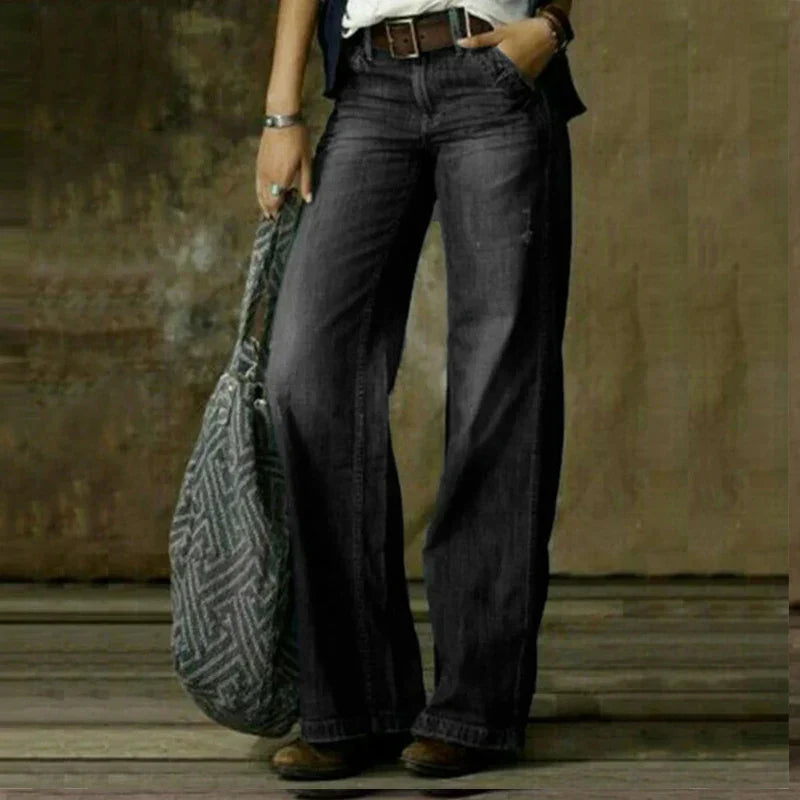 Women's Vintage Wide Leg Chic Jeans-The Yellow Prime