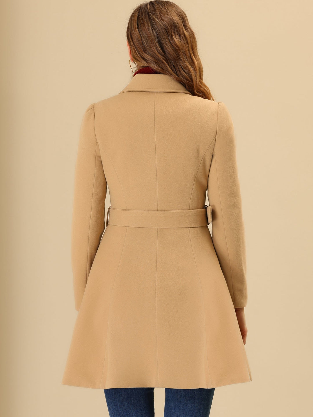 Women's Fit-and-Flare Double-Breasted Trench Coat