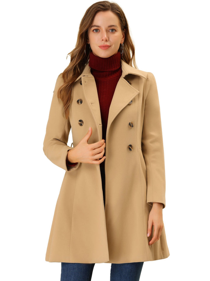 Women's Fit-and-Flare Double-Breasted Trench Coat
