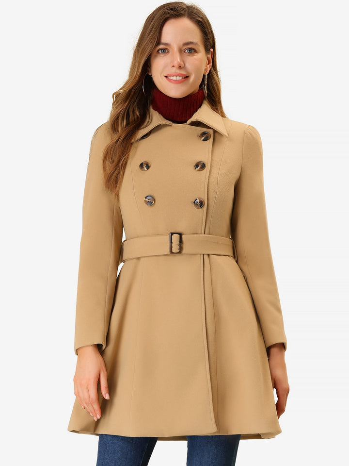 Women's Fit-and-Flare Double-Breasted Trench Coat