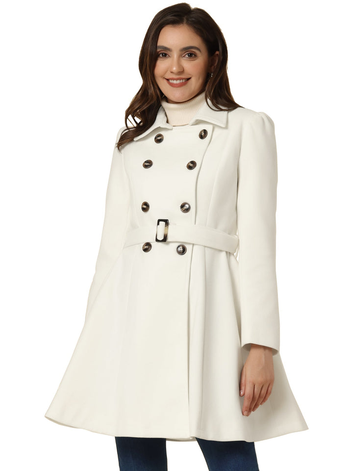 Women's Fit-and-Flare Double-Breasted Trench Coat