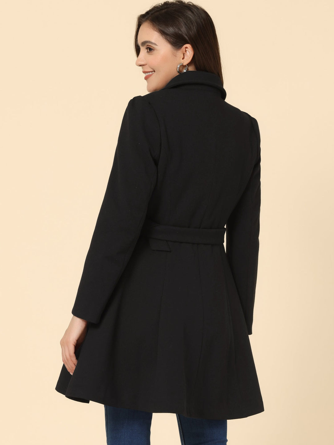 Women's Fit-and-Flare Double-Breasted Trench Coat