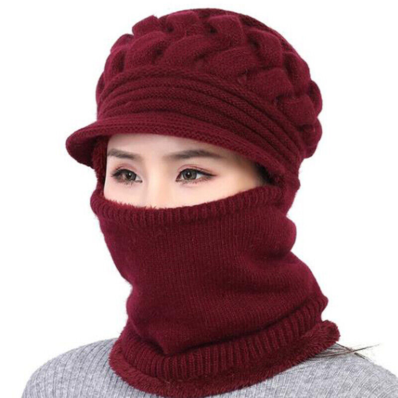 Women's Cable Knit Wool Winter Hat Set-The Yellow Prime