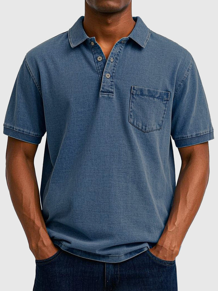 Kenneth | Men's Cotton Denim Short Sleeve Polo Shirt