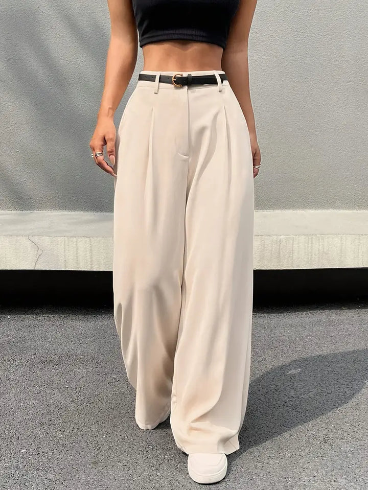 Doris | Women's Elegant Pleated High Waist Pants-The Yellow Prime