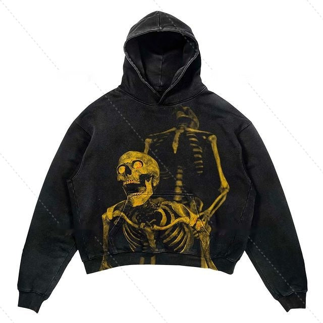 Men's Cropped Pullover Hoodie - Warm Polyester Streetwear-The Yellow Prime
