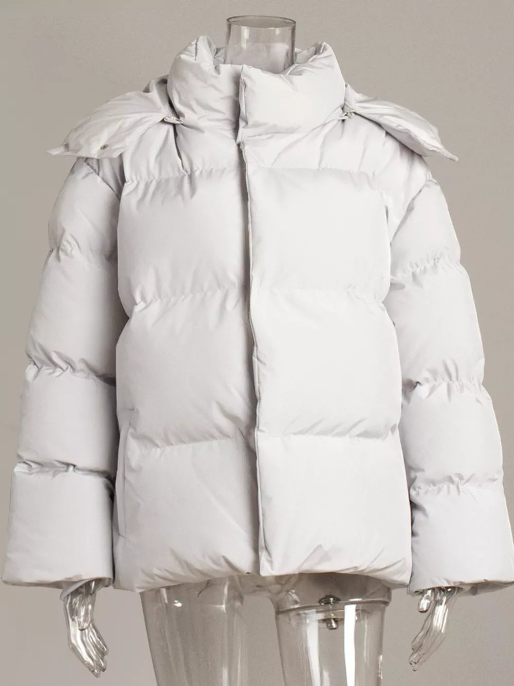 Women's Hooded Puffer Jacket with Pockets, Sizes S to L
