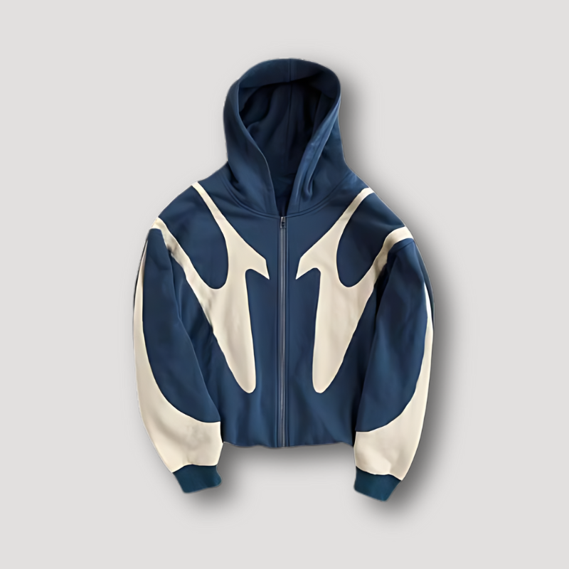 Men's Stylish Zip-Up Hoodie with Print Design