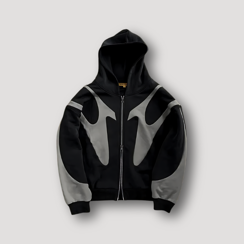 Men's Stylish Zip-Up Hoodie with Print Design