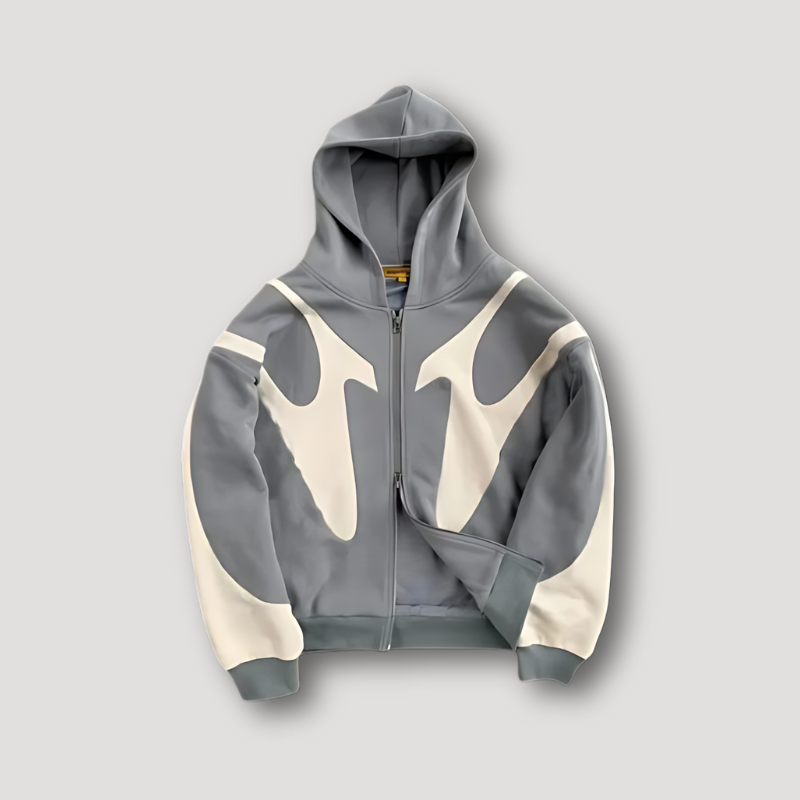 Men's Stylish Zip-Up Hoodie with Print Design