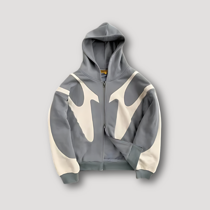 Men's Stylish Zip-Up Hoodie with Print Design