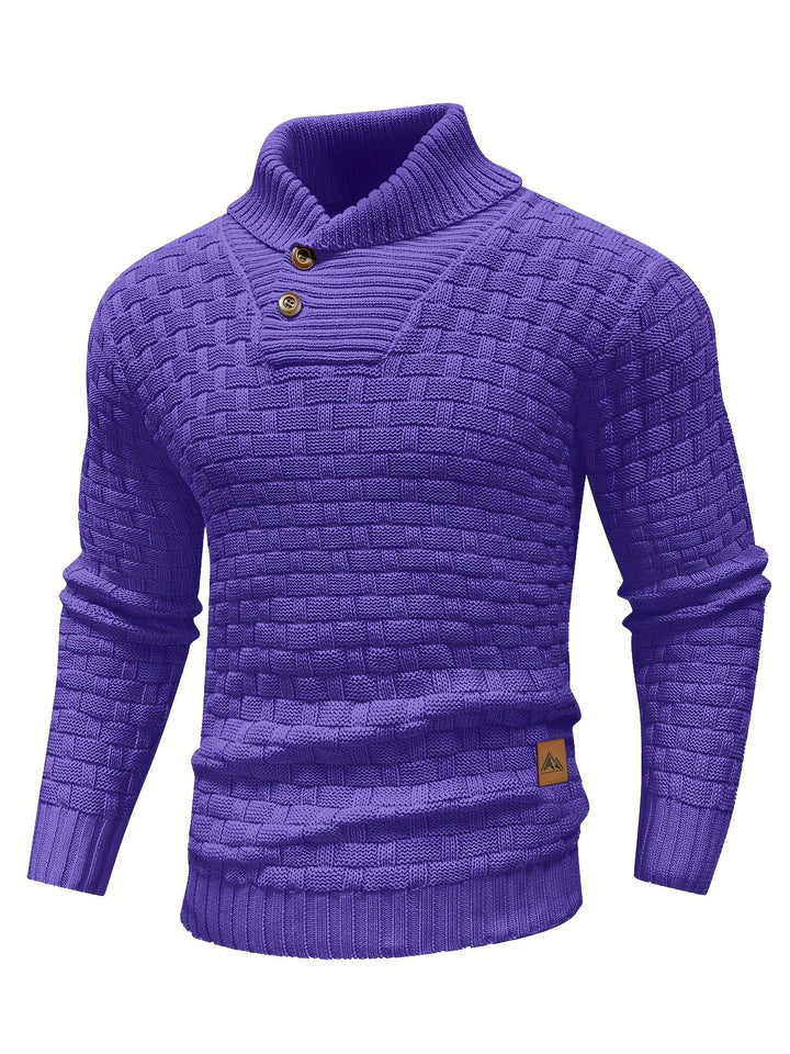 Men's Classic Textured Shawl-Collar Sweater