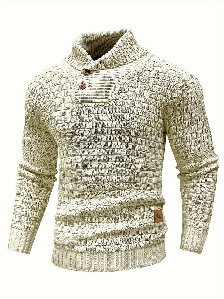 Men's Classic Textured Shawl-Collar Sweater