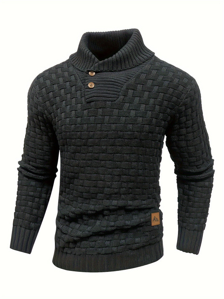 Men's Classic Textured Shawl-Collar Sweater