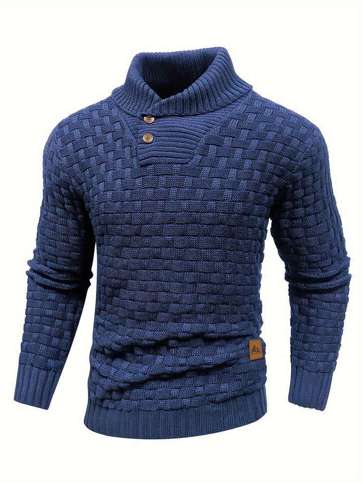 Men's Classic Textured Shawl-Collar Sweater