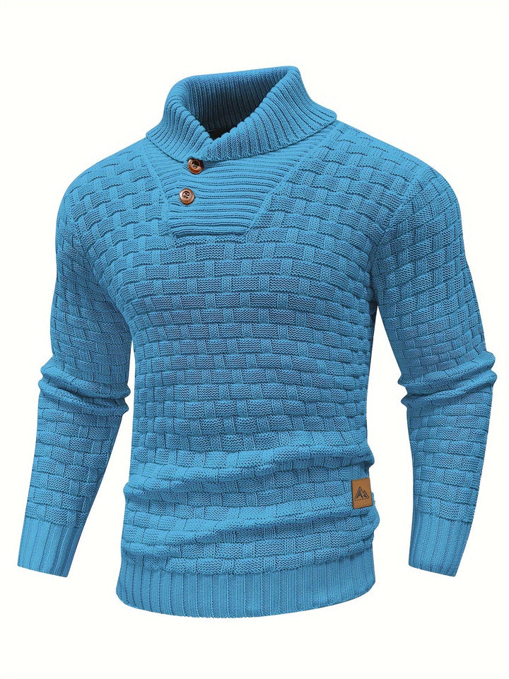 Men's Classic Textured Shawl-Collar Sweater