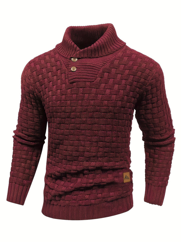Men's Classic Textured Shawl-Collar Sweater