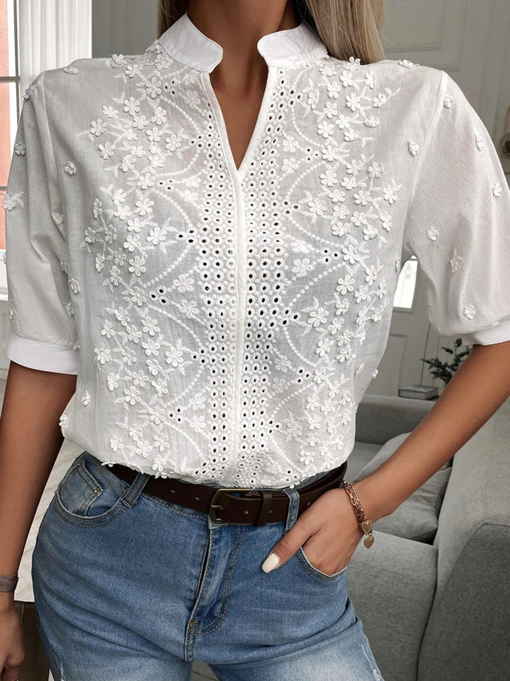 Women's Stylish V-Neck Lace Top-The Yellow Prime