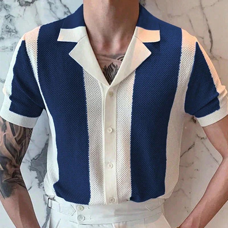 Hiske | Men's Fashionable and Versatile Summer Knit Shirt-The Yellow Prime