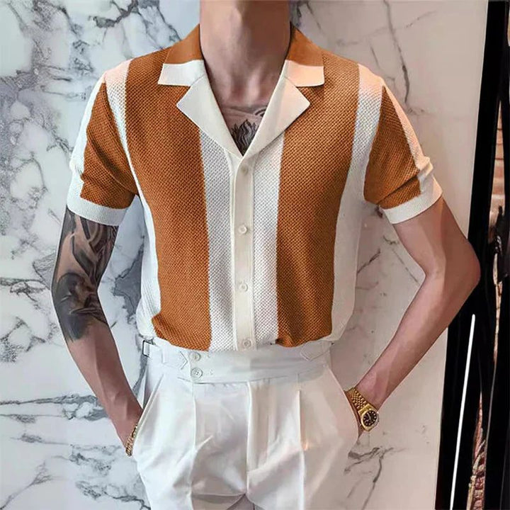 Hiske | Men's Fashionable and Versatile Summer Knit Shirt-The Yellow Prime