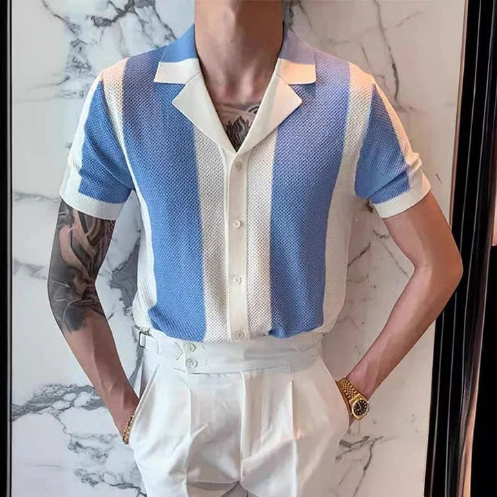 Hiske | Men's Fashionable and Versatile Summer Knit Shirt-The Yellow Prime