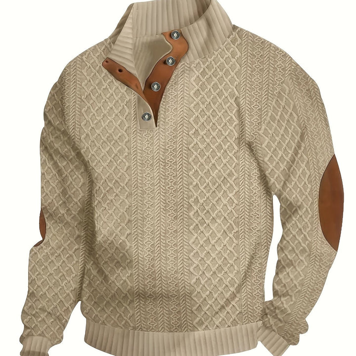 Men's Classic Stand Collar Henley Sweater