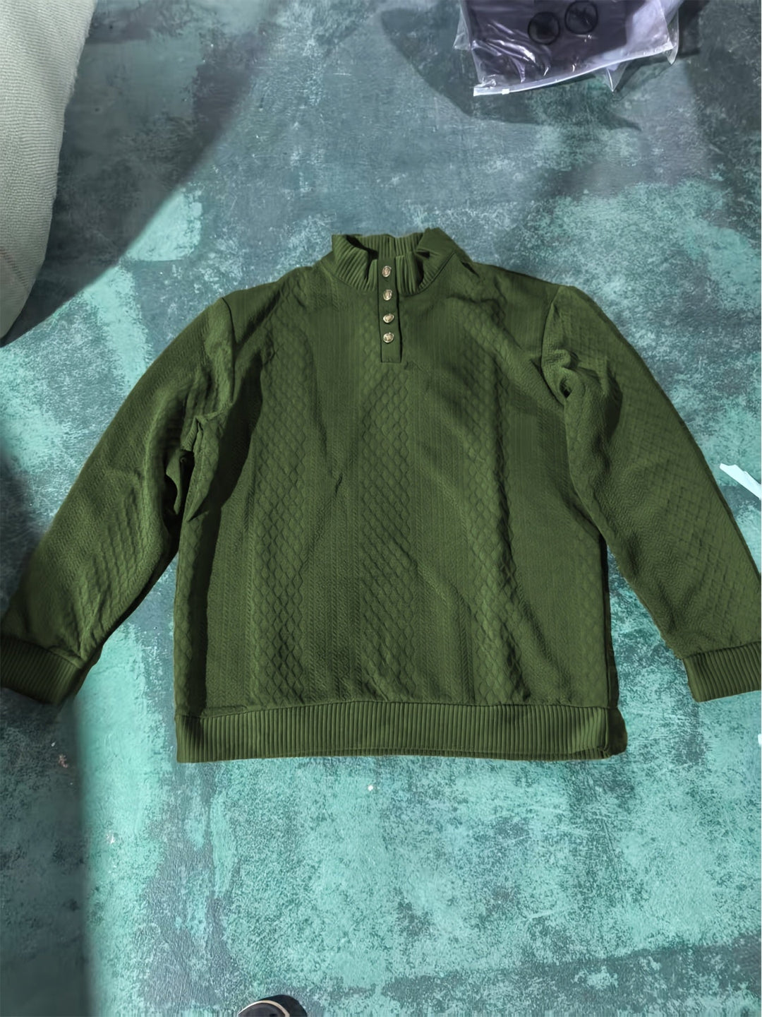 Men's Classic Stand Collar Henley Sweater