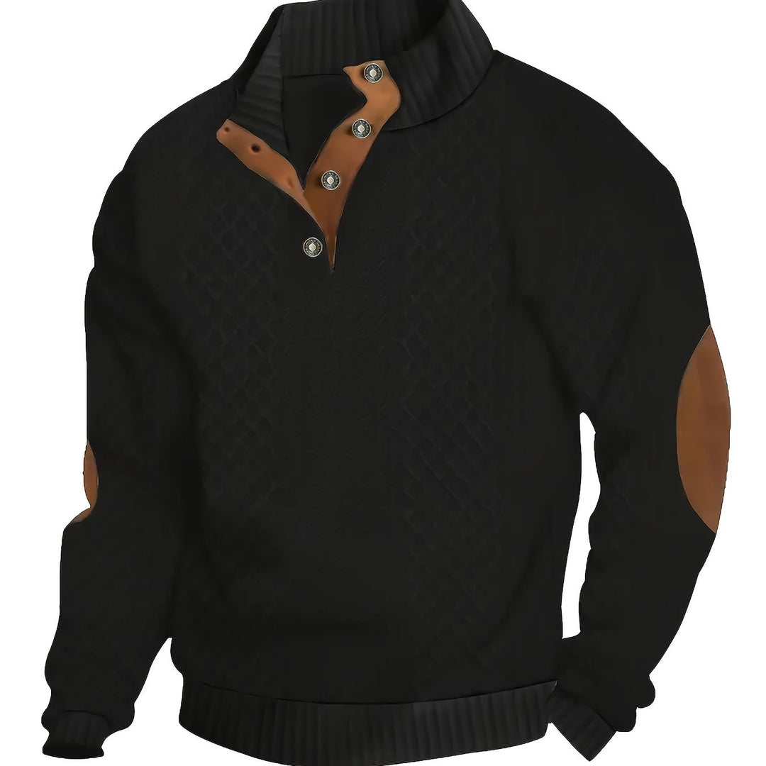Men's Classic Stand Collar Henley Sweater