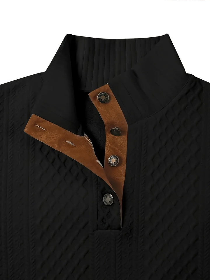 Men's Classic Stand Collar Henley Sweater