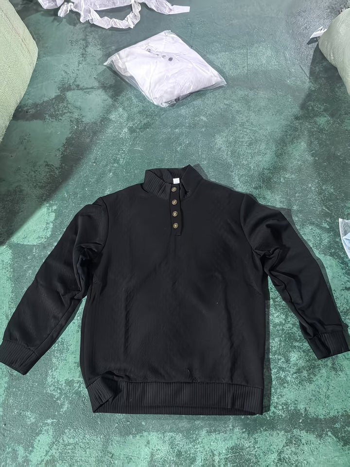 Men's Classic Stand Collar Henley Sweater
