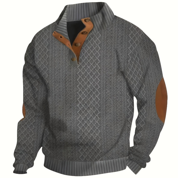 Men's Classic Stand Collar Henley Sweater