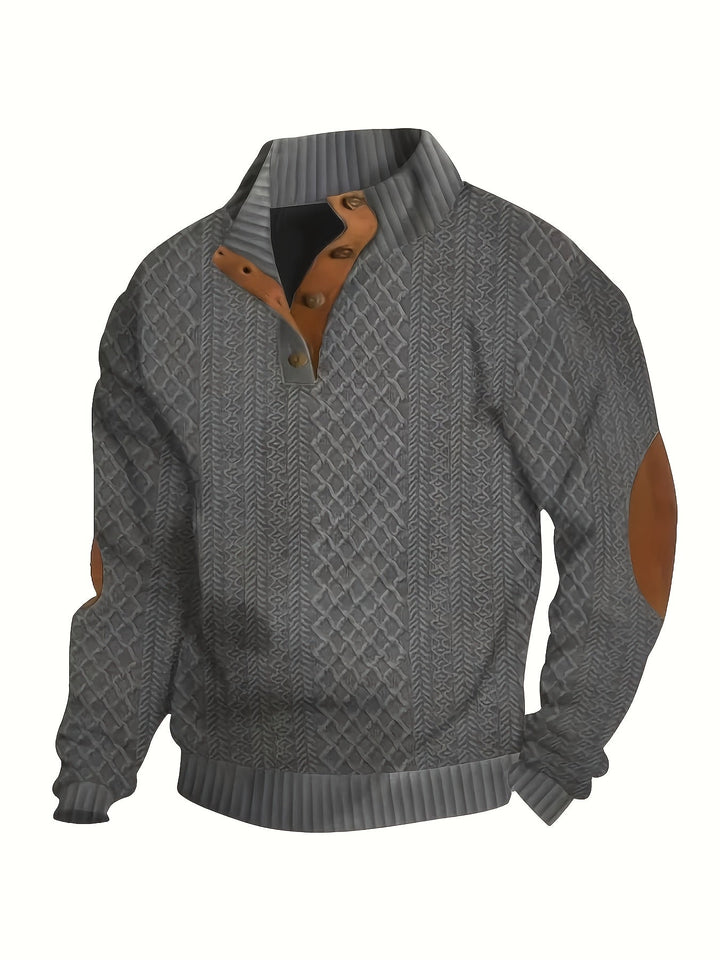 Men's Classic Stand Collar Henley Sweater