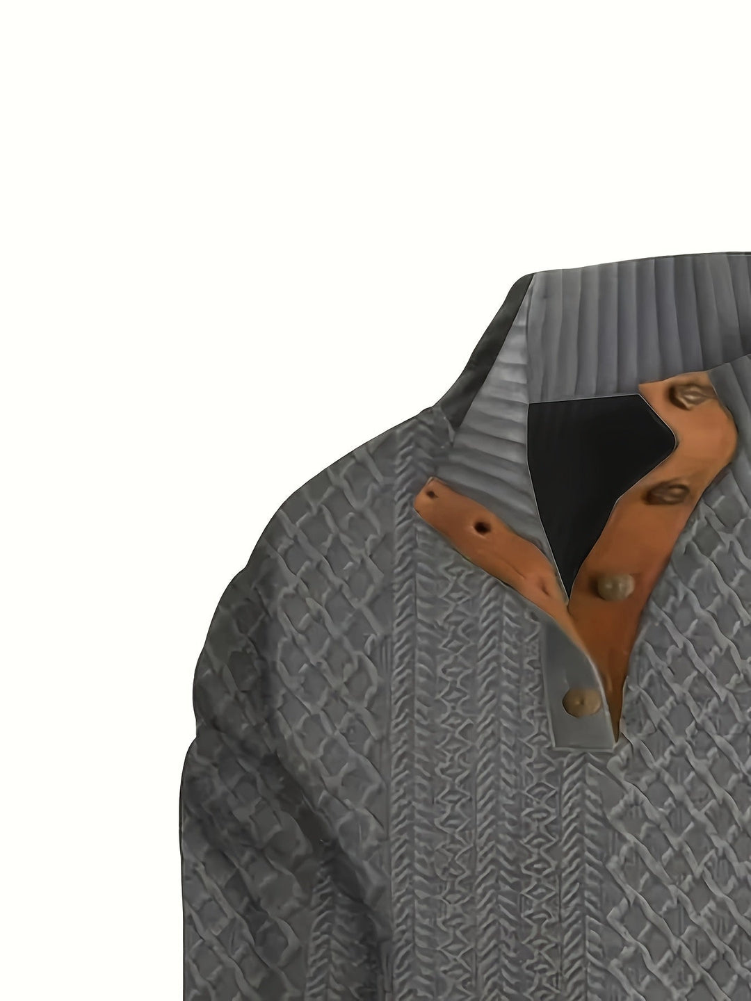 Men's Classic Stand Collar Henley Sweater