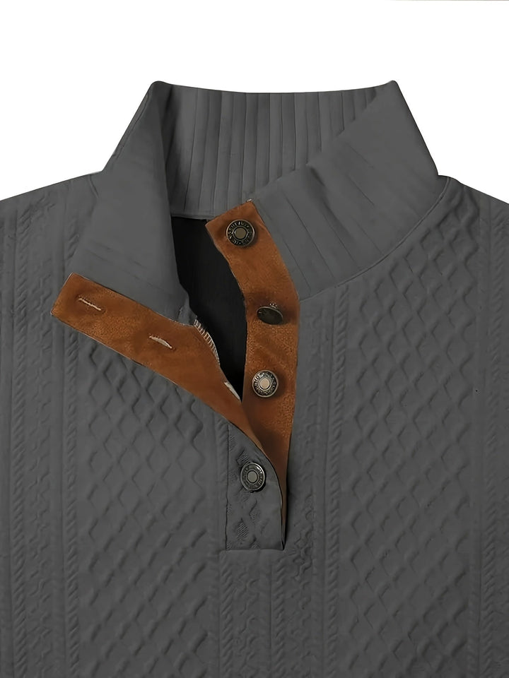 Men's Classic Stand Collar Henley Sweater