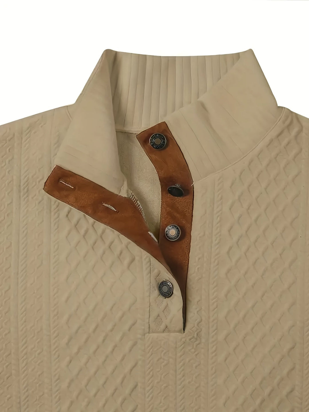 Men's Classic Stand Collar Henley Sweater