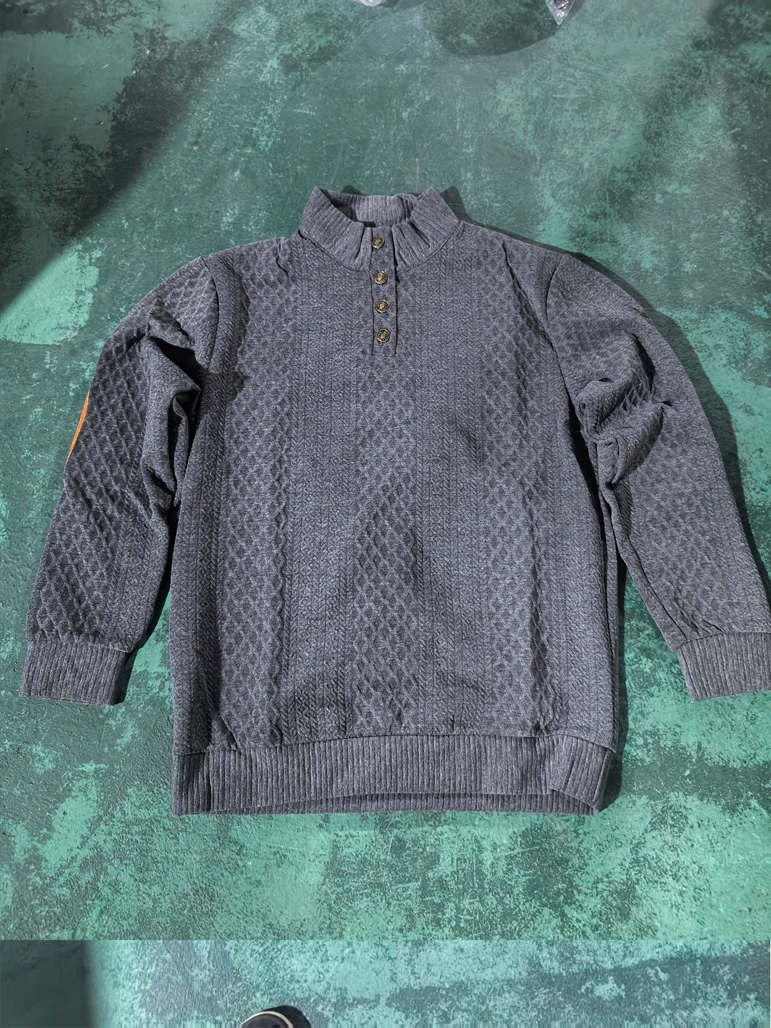 Men's Classic Stand Collar Henley Sweater