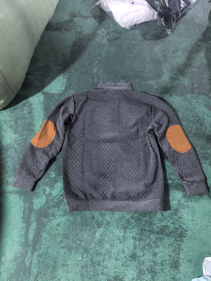 Men's Classic Stand Collar Henley Sweater