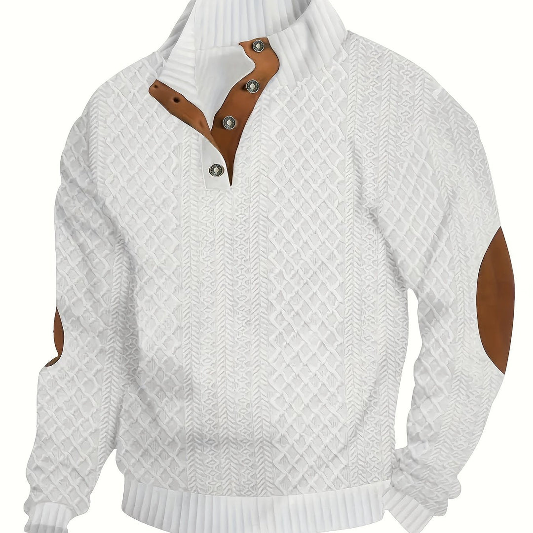 Men's Classic Stand Collar Henley Sweater